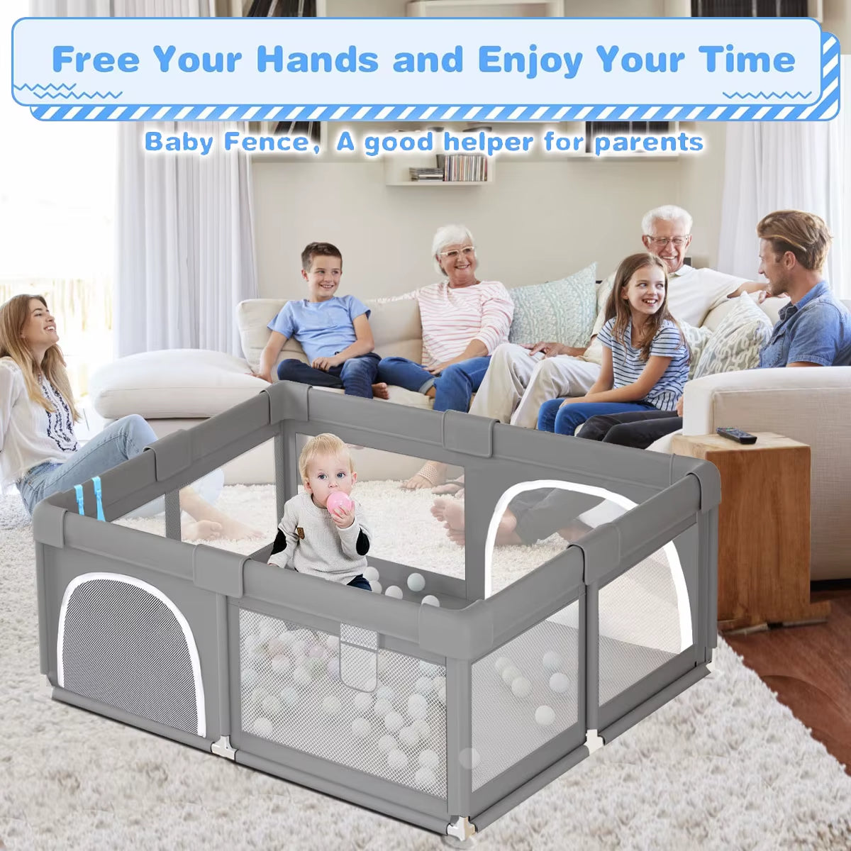 Baby Playpen for Children Play Area Baby Playground 6 Month~6 Years Old Kids Ball Pit Playpen Indoor Baby Safety Fence