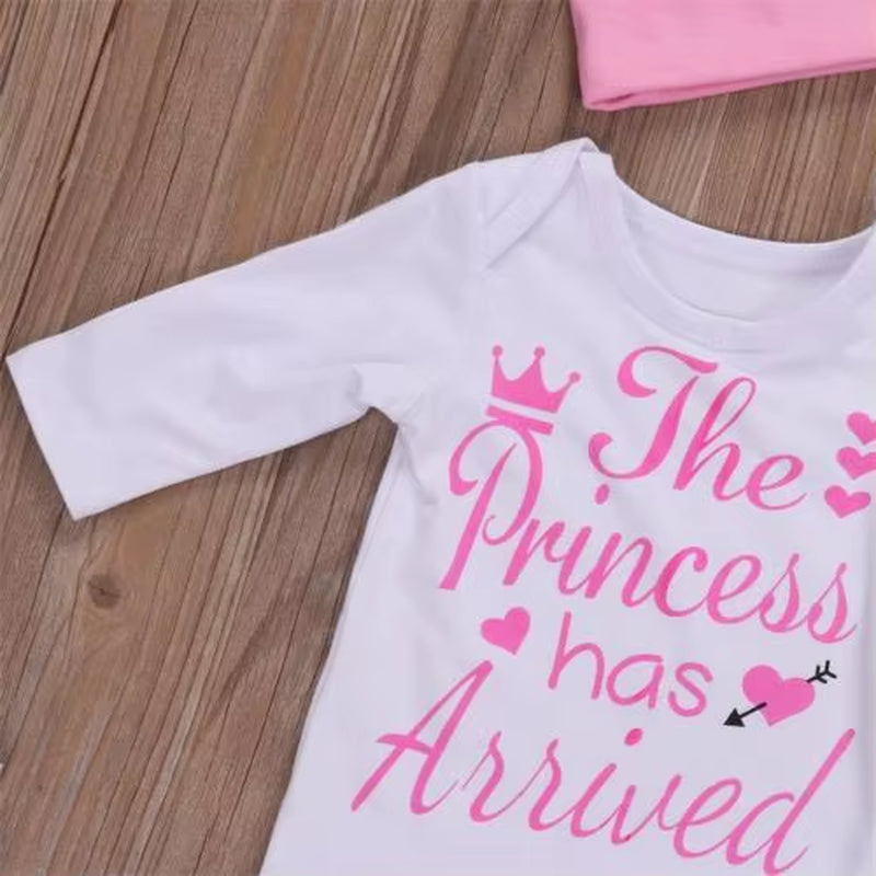 Spring Newborn Kid Infant Baby Girls Clothes Long Sleeve Arrow Princess Jumpsuit Bodysuit+Pants Outfit Autumn Sweet Set