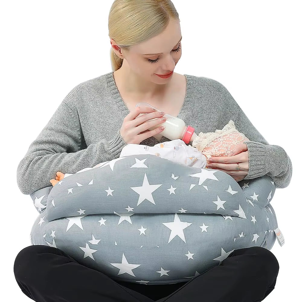 Adjustable Nursing Pillow for Breastfeeding and Bottle Feeding, Removable Cover, Newborn Essentials