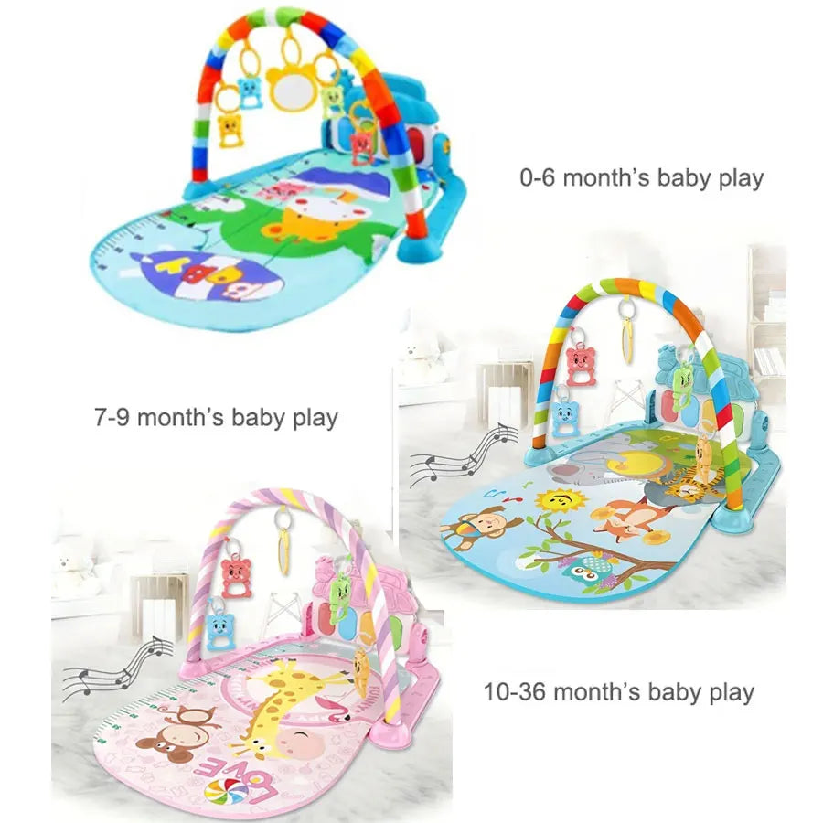 Baby Playmat Gym Crawling Activity Rug Toys for 0-12 Months Gift Infant Play Mat Toddler Music Rack Carpet with Piano Keyboard