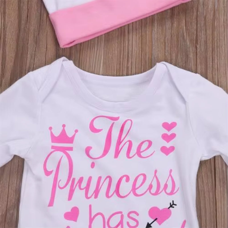 Spring Newborn Kid Infant Baby Girls Clothes Long Sleeve Arrow Princess Jumpsuit Bodysuit+Pants Outfit Autumn Sweet Set