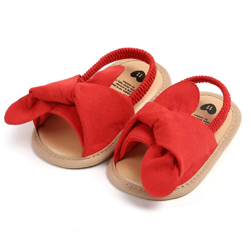 Adorable Baby Girls Sandals with Bowknot Detail Non-Slip Sole Soft Princess Shoes for Beach First Walker Toddler Sandals