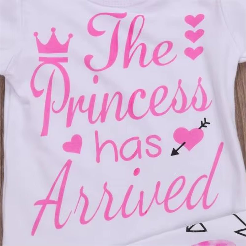 Spring Newborn Kid Infant Baby Girls Clothes Long Sleeve Arrow Princess Jumpsuit Bodysuit+Pants Outfit Autumn Sweet Set