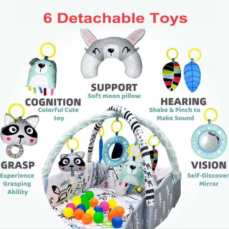 4In1 Baby Play Mat Thick Newborn Kids Activity Gym Crawling Blanket Infant Game Pad Fitness Carpet Early Education Toy Gift