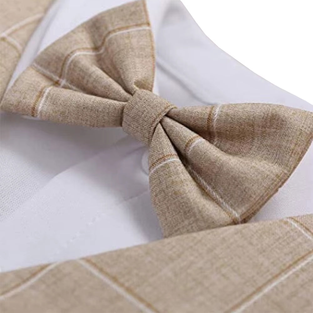 3-24M Baby Boy Formal Outfit Cotton Plaid Vest Romper Infant Toddler Birthday Party Anniversary Clothes