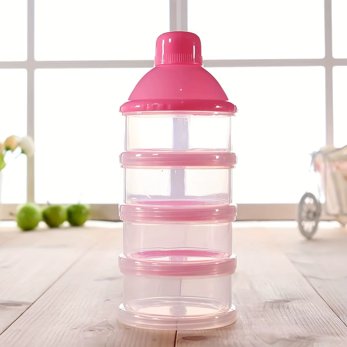 4 Layers Transparent Milk Powder Container,Stackable Baby Food Storage Box, Portable Formula Dispenser