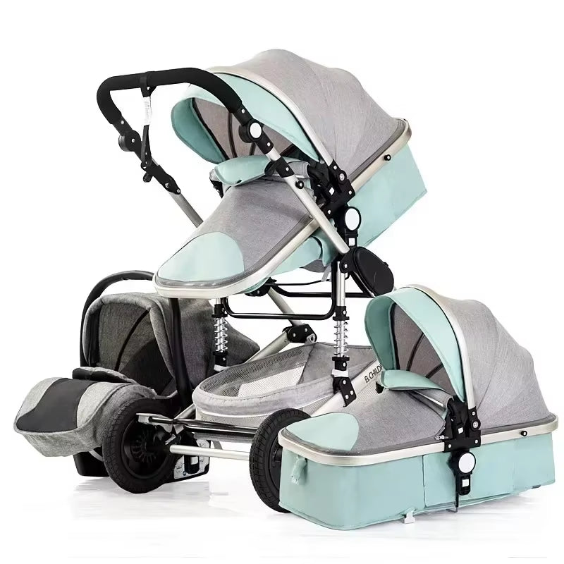 Baby Stroller 3In1 Luxury High Landscape Baby Pram Portable Baby Pushchair Multifunctional Newborn Carriage Double Faced
