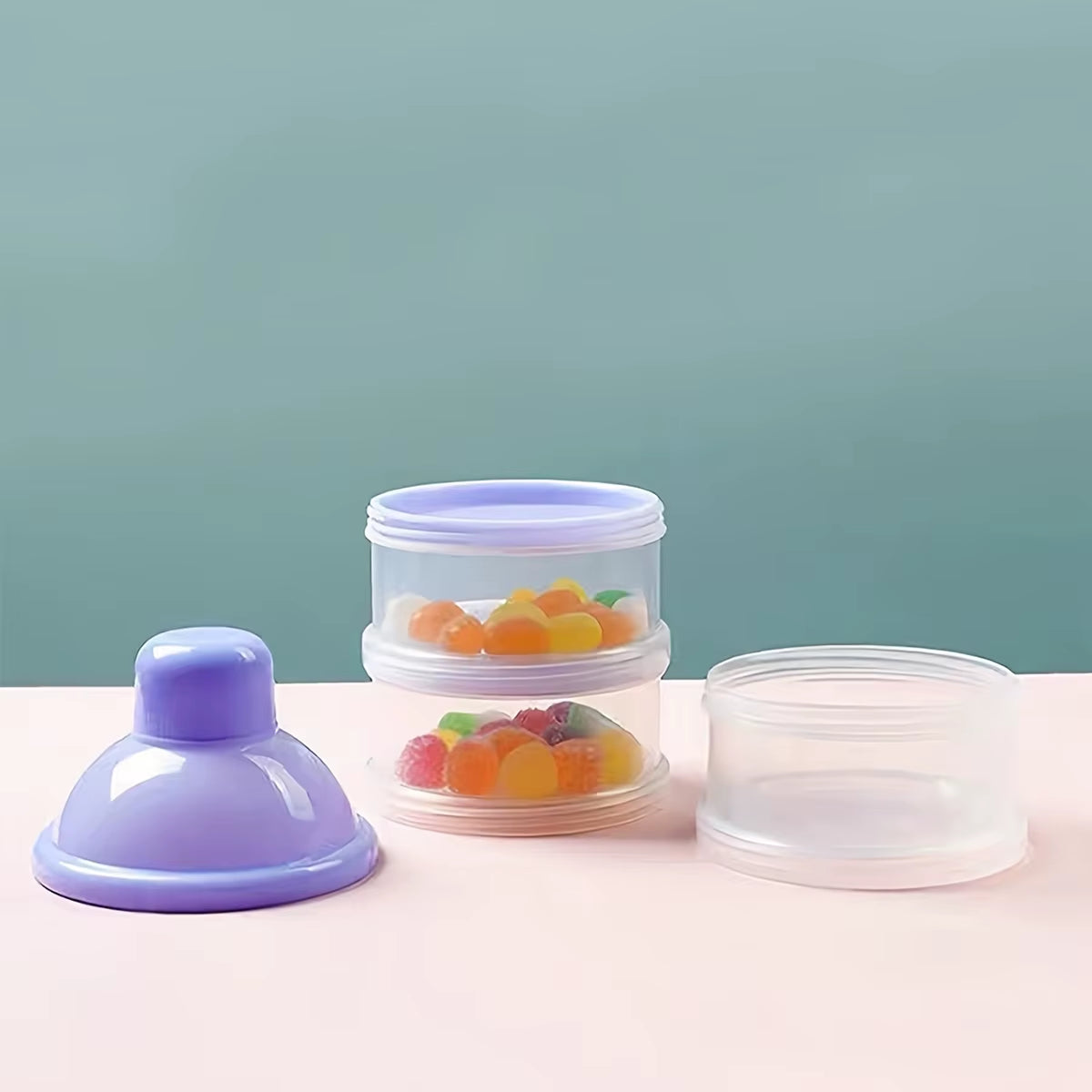 4 Layers Transparent Milk Powder Container,Stackable Baby Food Storage Box, Portable Formula Dispenser