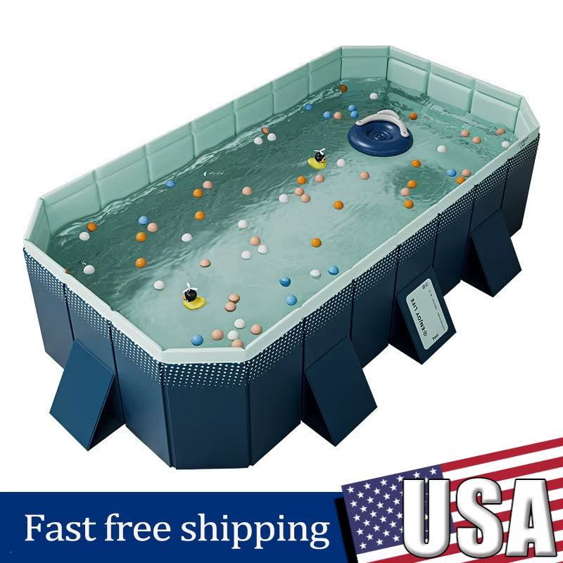 2.6M 3M Foldable Non-Inflatable Kids' and Adults' Outdoor Swimming Pool - Hard Plastic Shell,Kid Pool for Backyard 
