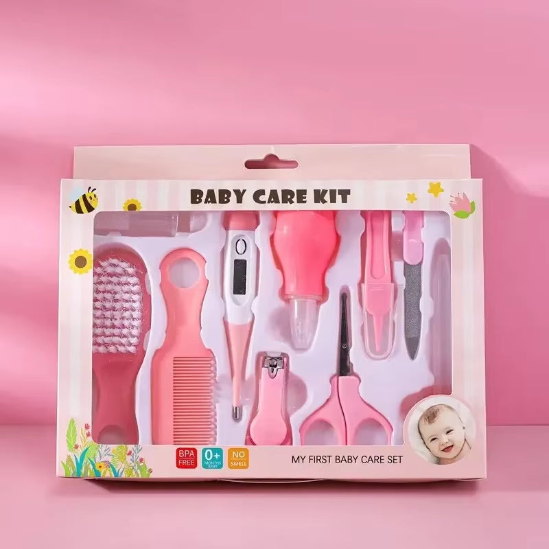 10PCS Baby Health Care Kit,Newborn Grooming Set with Thermometer, Nail Clipper, Hair Brush, Teether & Toothbrush Baby Essentials