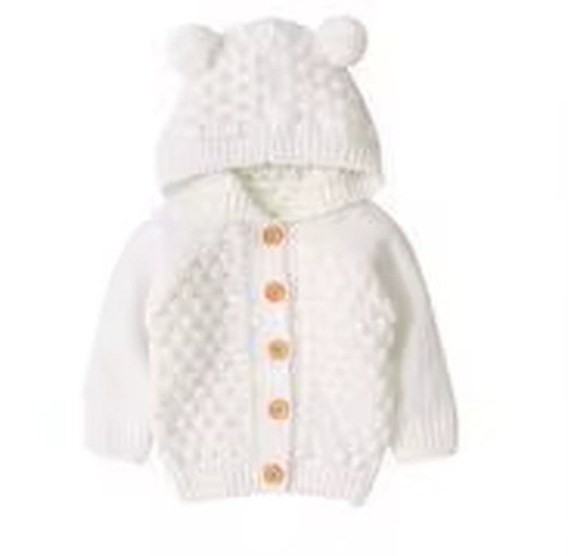 Fall Autumn Winter Cute 3D Ear Toddler Boys Girls Kids Baby Sweater Hooded Knit Warm Coat Blends Outerwear