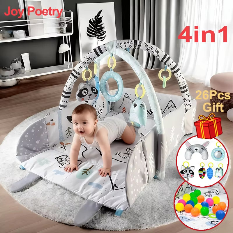 4In1 Baby Play Mat Thick Newborn Kids Activity Gym Crawling Blanket Infant Game Pad Fitness Carpet Early Education Toy Gift