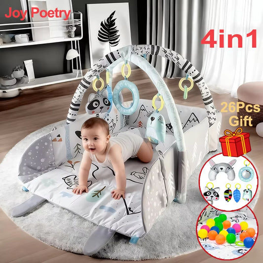 4In1 Baby Play Mat Thick Newborn Kids Activity Gym Crawling Blanket Infant Game Pad Fitness Carpet Early Education Toy Gift