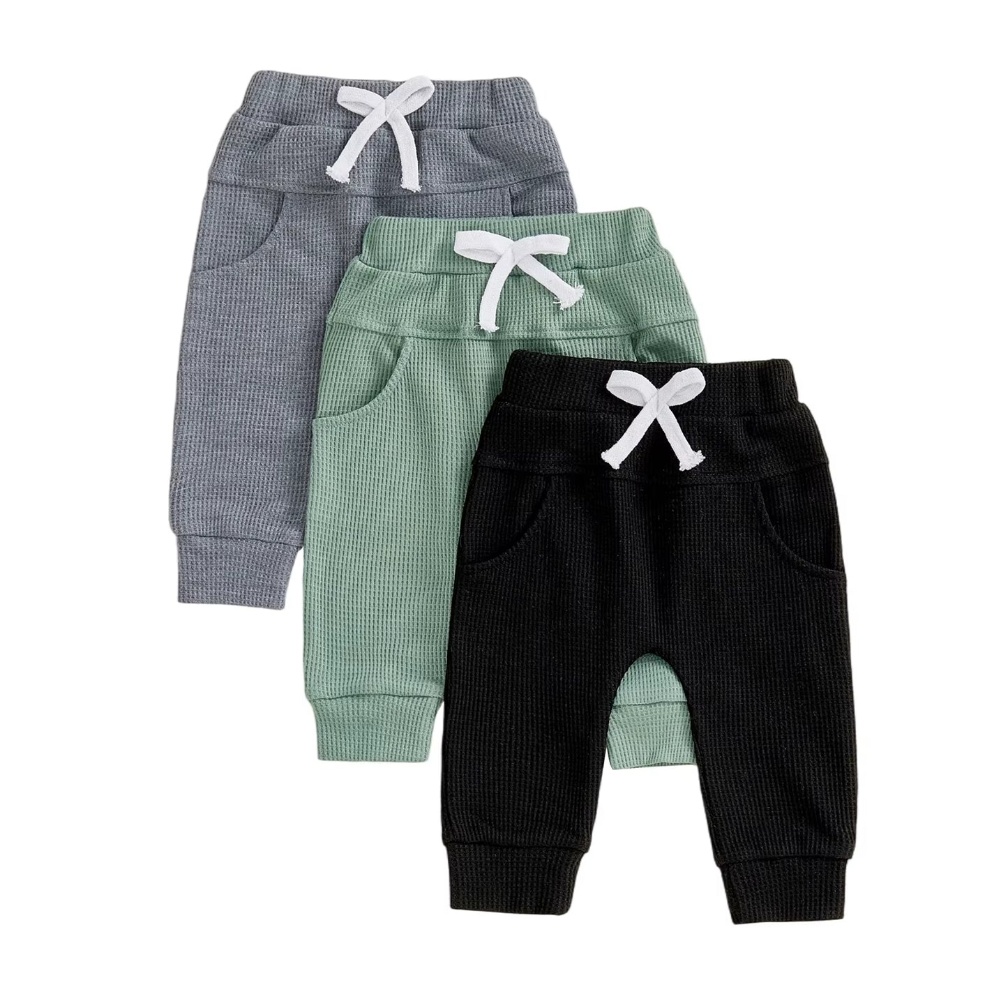 Toddler Boys Elastic Waist Solid Color Jogger Pants with Pockets Casual Sweatpants Trousers for Baby Boys