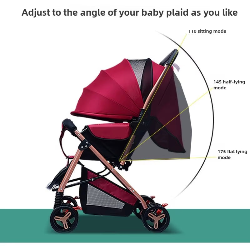 2025 New Style Four-Wheel Baby Stroller Lightweight Foldable Baby Stroller with Two-Way Function