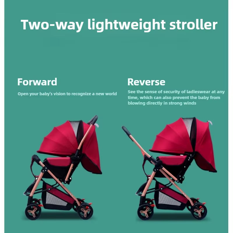 2025 New Style Four-Wheel Baby Stroller Lightweight Foldable Baby Stroller with Two-Way Function