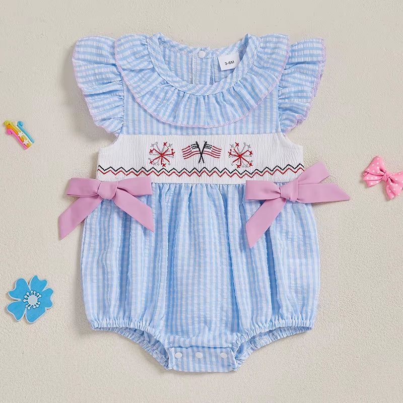 Adorable Baby Girl Romper Flutter Sleeve round Neck Floral Print Jumpsuit Toddler Bodysuit Summer Outfit