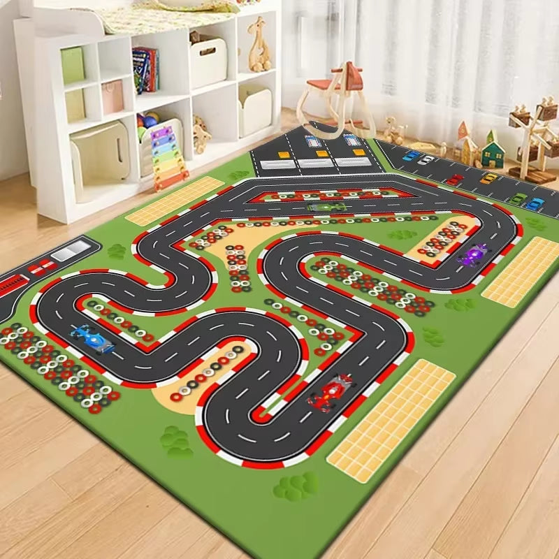 50X80Cm Non-Slip Baby Play Mat Crawling Mat Cartoon Runway Carpet Parking Lot Road Game Playmat for Playing with Cars Baby Toys