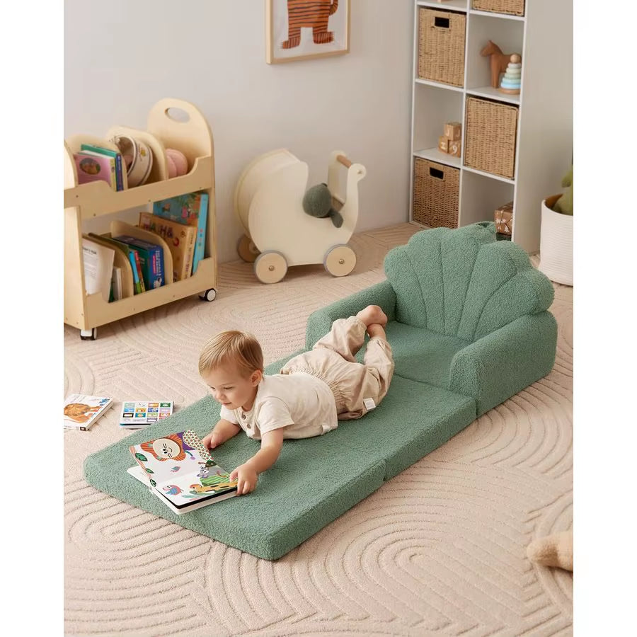2In1 Soft Toddler Couch Fold Out, Toddler Comfy, Convertible Sofa to Lounger, Furniture for Playroom