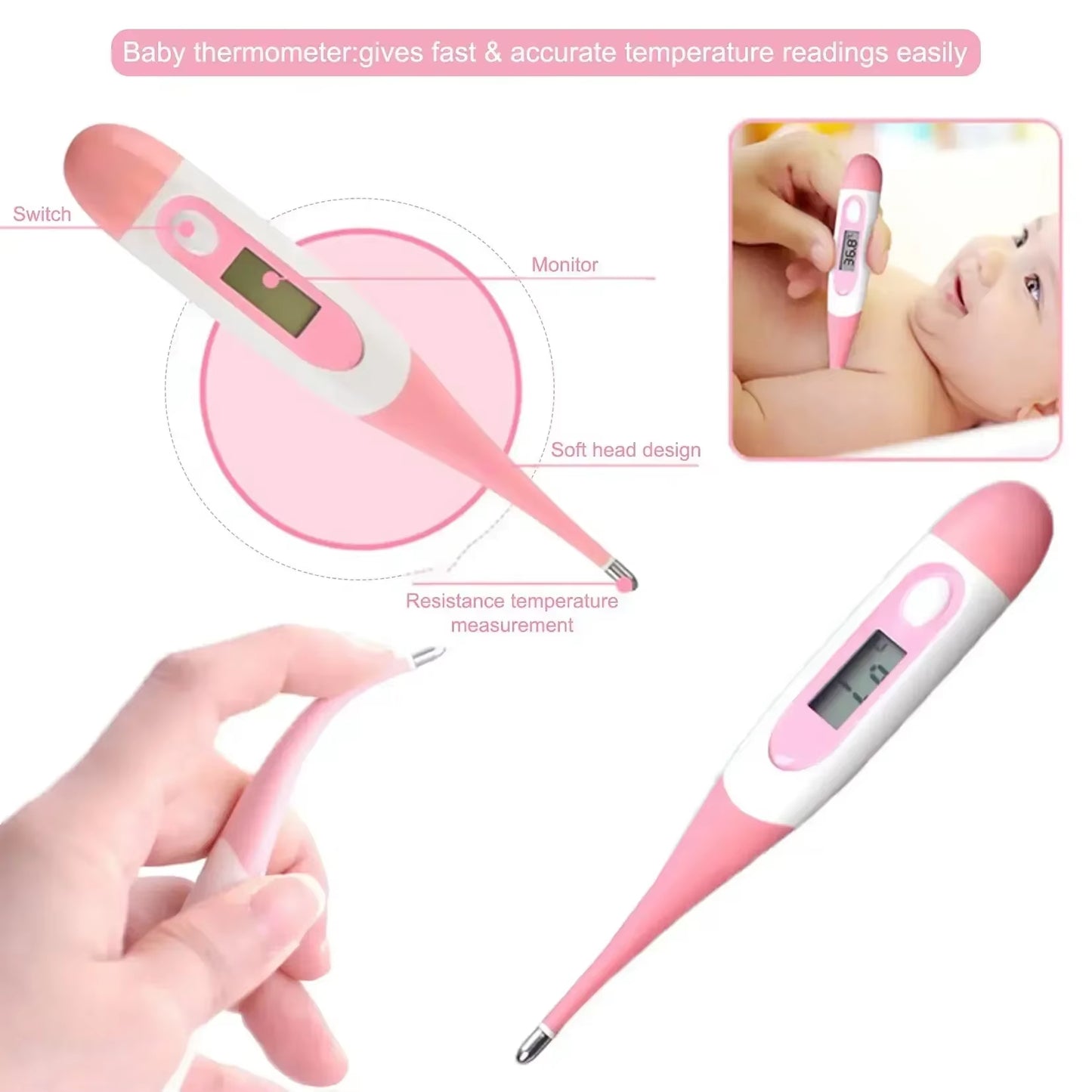 10PCS Baby Health Care Kit,Newborn Grooming Set with Thermometer, Nail Clipper, Hair Brush, Teether & Toothbrush Baby Essentials