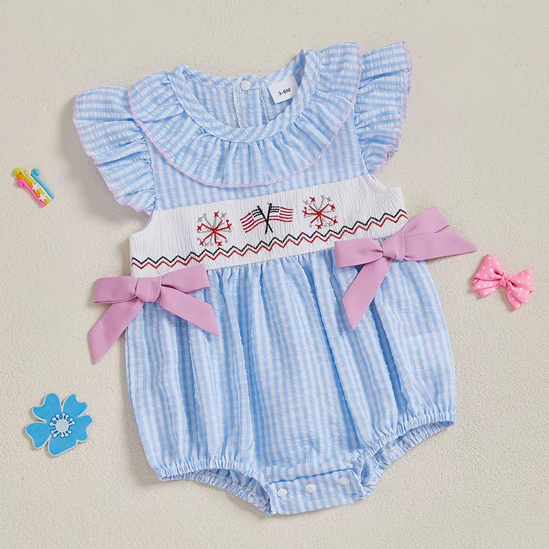 Adorable Baby Girl Romper Flutter Sleeve round Neck Floral Print Jumpsuit Toddler Bodysuit Summer Outfit