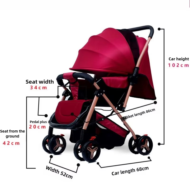 2025 New Style Four-Wheel Baby Stroller Lightweight Foldable Baby Stroller with Two-Way Function