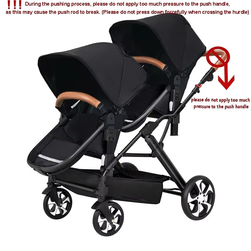 2025 New Twins Three-In-One Stroller with Car Seat, Foldable, Lightweight, Equipped with Gifts