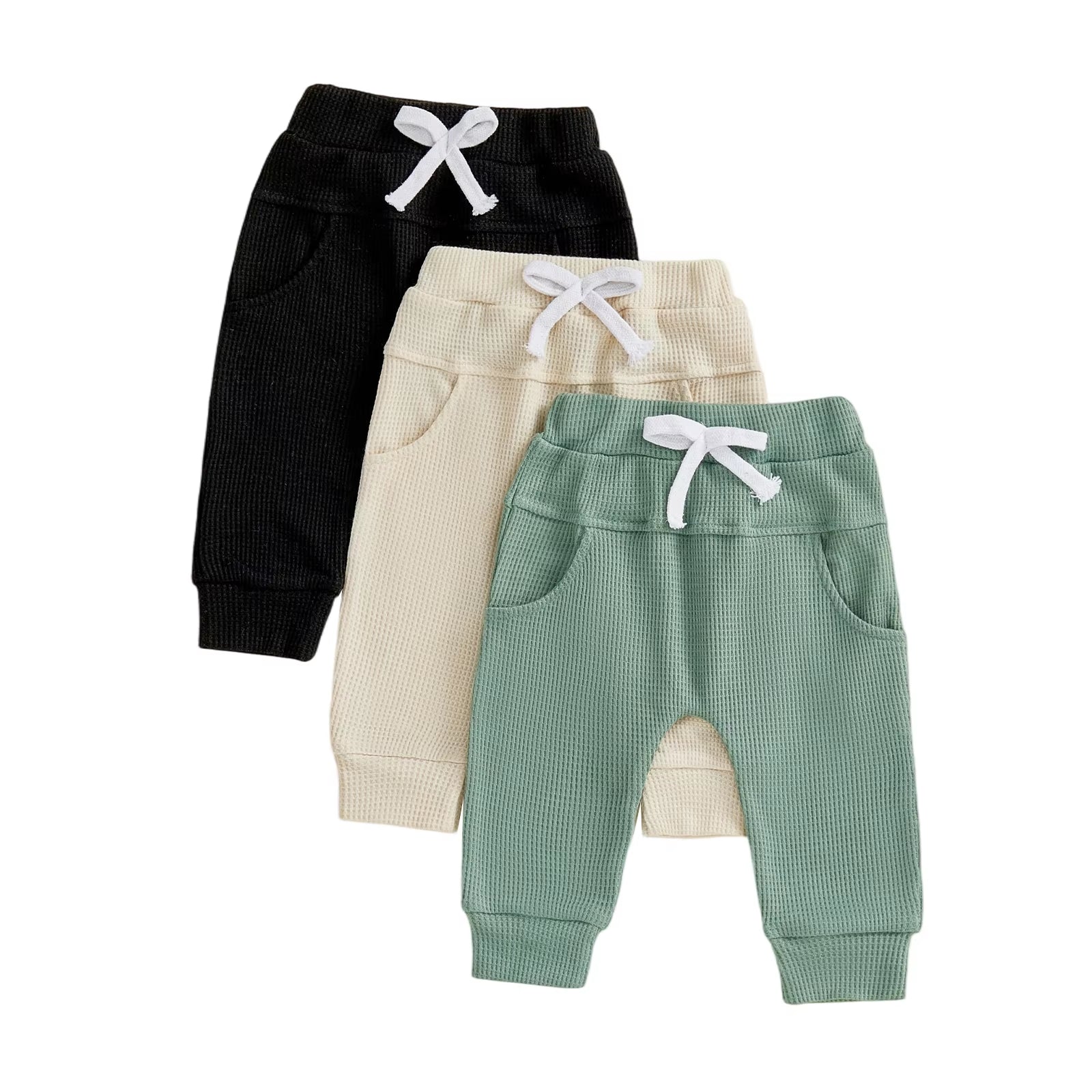Toddler Boys Elastic Waist Solid Color Jogger Pants with Pockets Casual Sweatpants Trousers for Baby Boys
