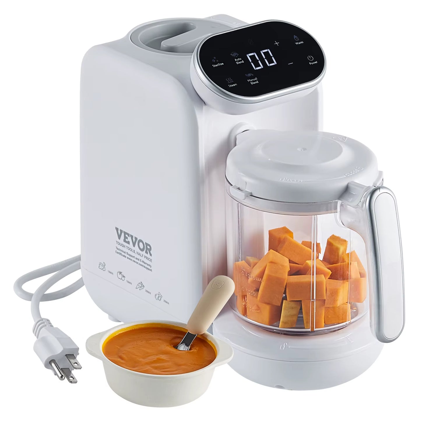 Succebuy Baby Food Maker 430W with 750 Ml Tritan Bowl SUS304 5 in 1 Blender Steamer Grinder for Food Fruit Vegetable Meat