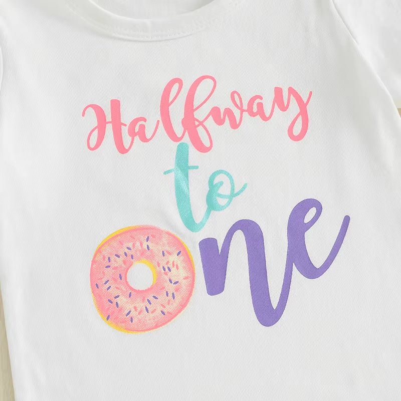 Toddler Girl Birthday Set Cupcake Print Short Sleeve Bodysuit Layered Tulle Skirt Leg Warmers Headband Summer Outfit Party