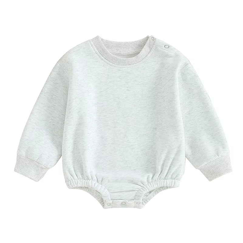2023-09-19  0-18M Newborn Baby Boy Girl Outfits Fleece Solid Color Bubble Bodysuit Sweatshirt Long Sleeve Warm Clothes