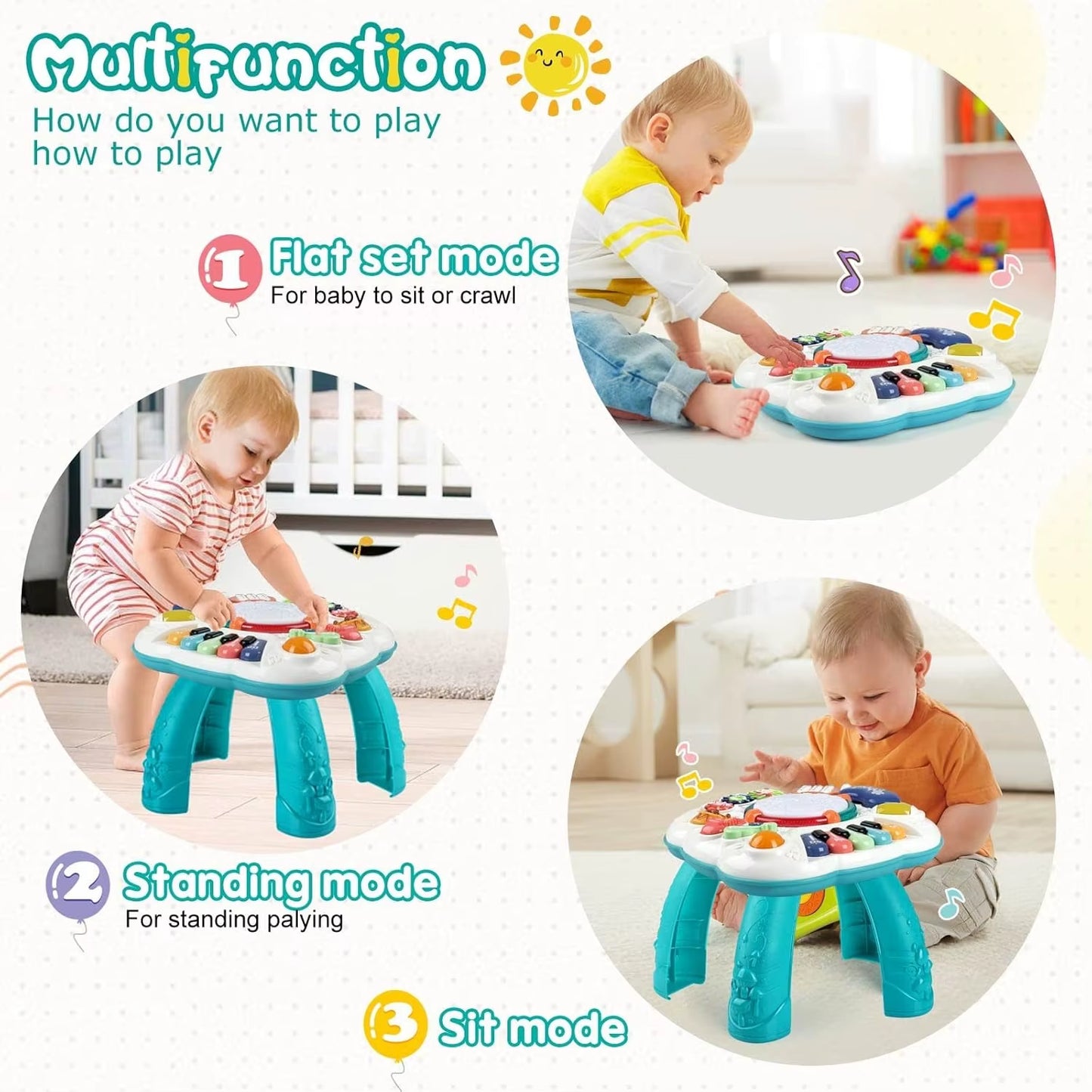 Baby & Toddler Toys - Baby Activity Learning Musical Table Toys for 6 Months- 3 Year Old - Safe,Sturdy and Fun,Boys Girls Gifts