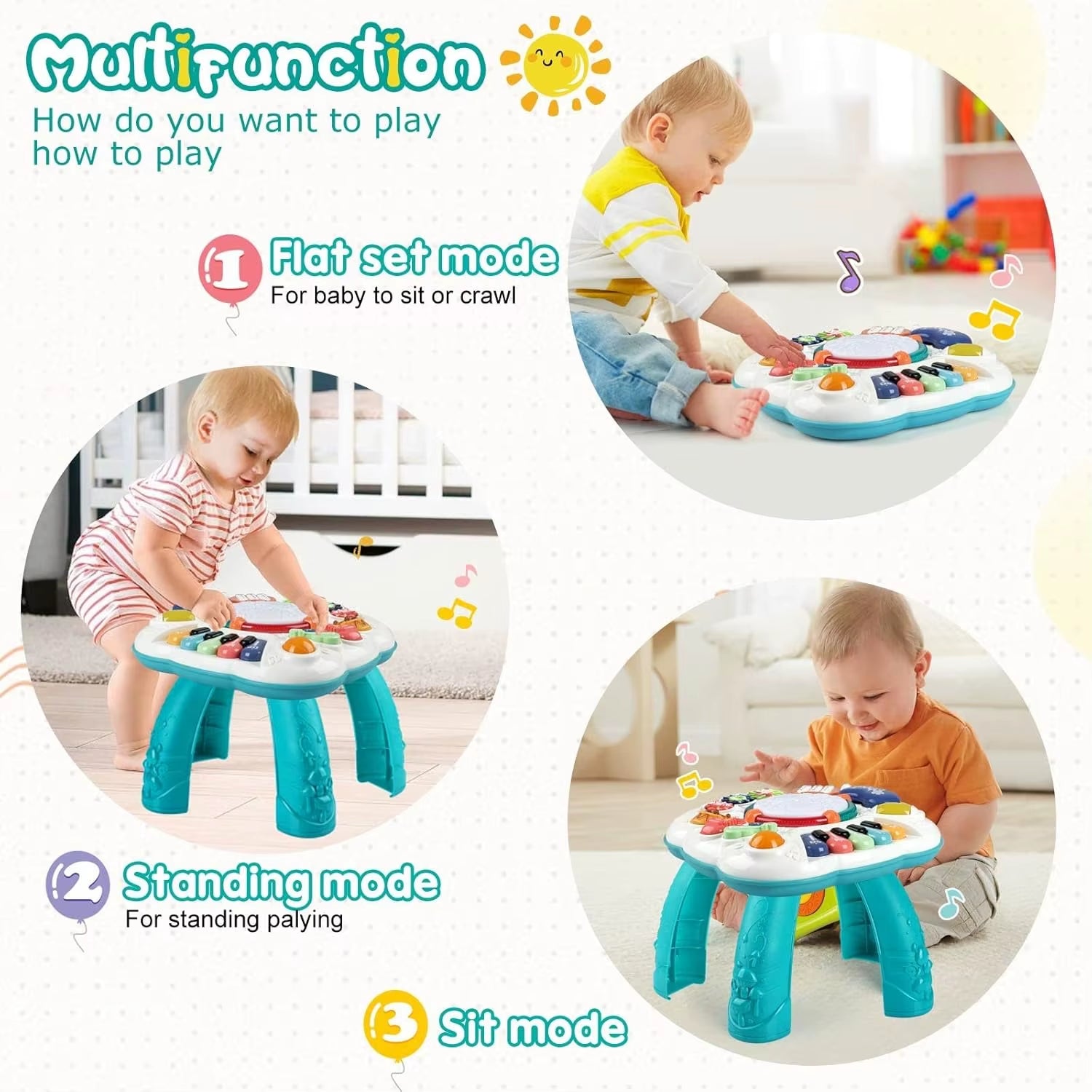Baby & Toddler Toys - Baby Activity Learning Musical Table Toys for 6 Months- 3 Year Old - Safe,Sturdy and Fun,Boys Girls Gifts