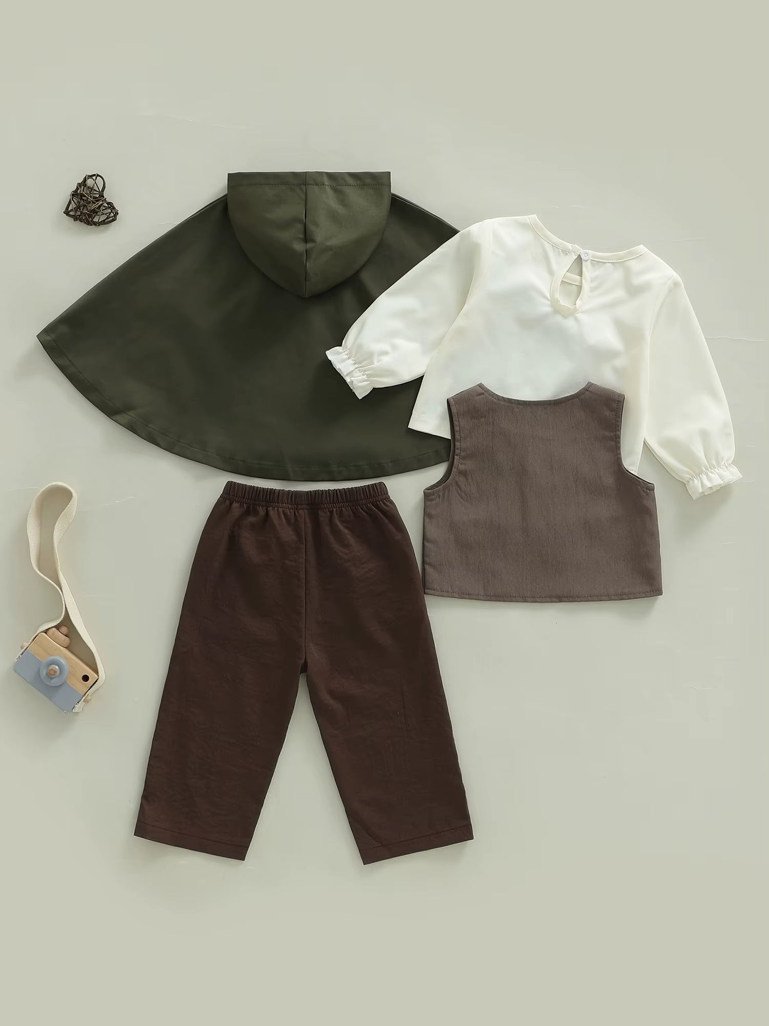 Baby Boy Autumn Clothes Solid Color Shirt Pants Vest Cape 4 Piece Gentleman Outfit Set for Toddlers