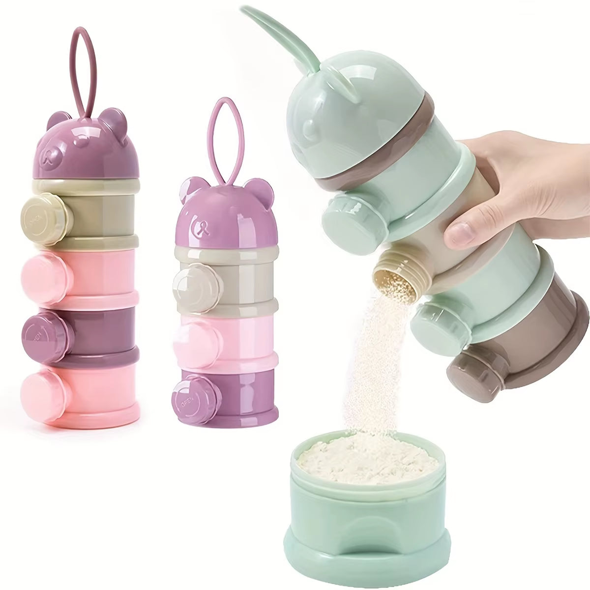 Large Capacity Baby Milk Powder Container with Strap, Baby Formula Dispenser, Stackable Food Storage Box, Portable Snack Box