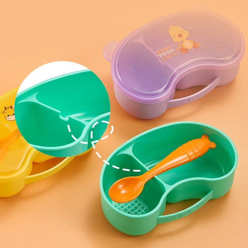 Portable and Grindable Baby'S Complementary Food Bowl Set,Separate Hot and Cold Food, Perfect for School, Picnics, and Trips