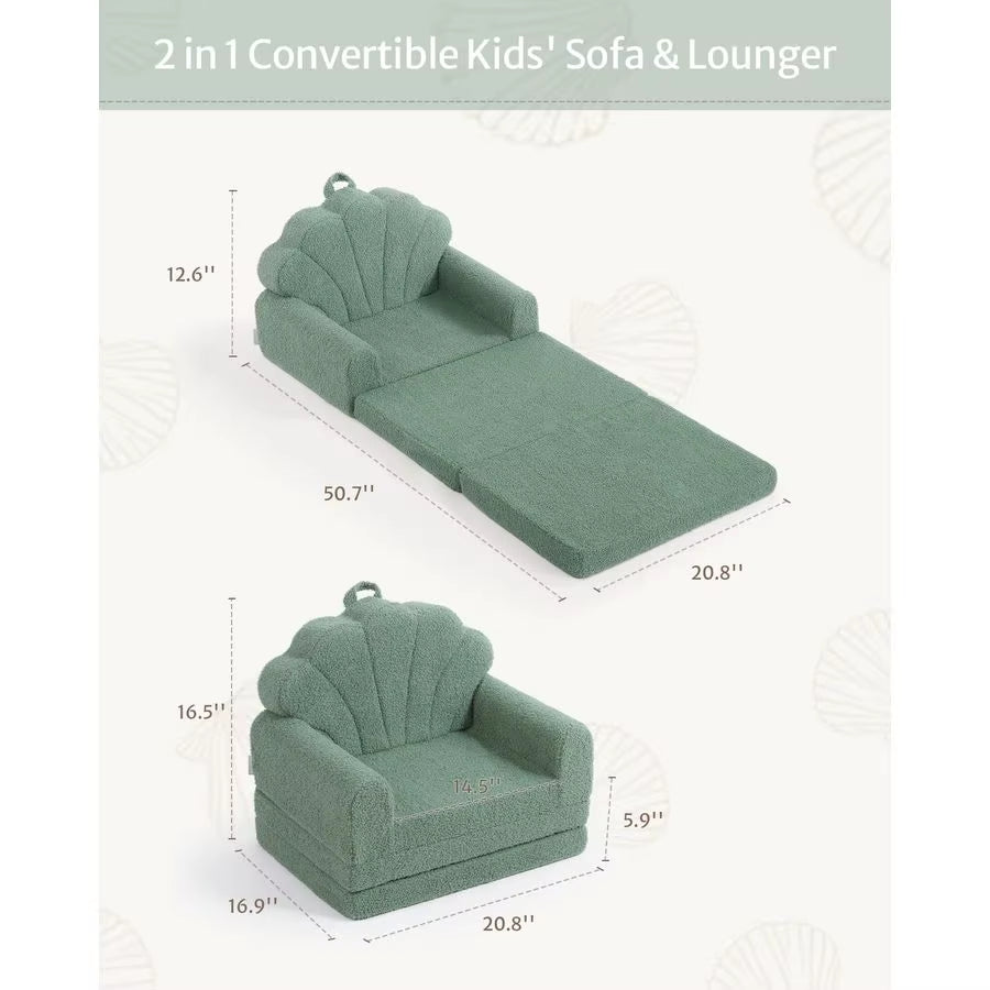 2In1 Soft Toddler Couch Fold Out, Toddler Comfy, Convertible Sofa to Lounger, Furniture for Playroom