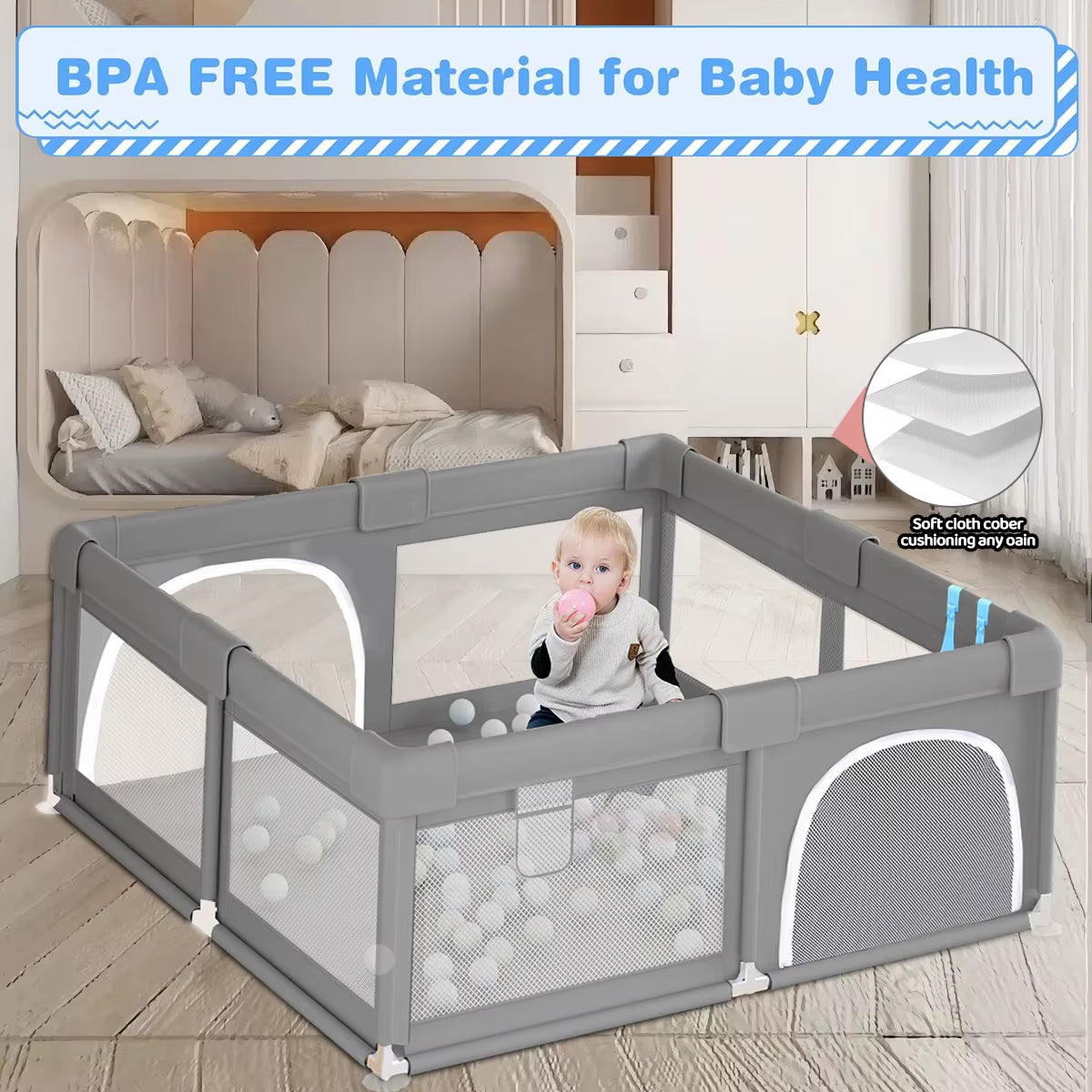 Baby Playpen for Children Play Area Baby Playground 6 Month~6 Years Old Kids Ball Pit Playpen Indoor Baby Safety Fence