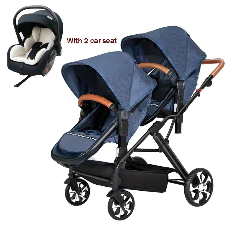 2025 New Twins Three-In-One Stroller with Car Seat, Foldable, Lightweight, Equipped with Gifts