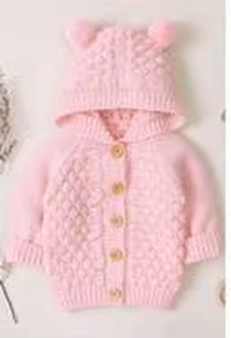 Fall Autumn Winter Cute 3D Ear Toddler Boys Girls Kids Baby Sweater Hooded Knit Warm Coat Blends Outerwear