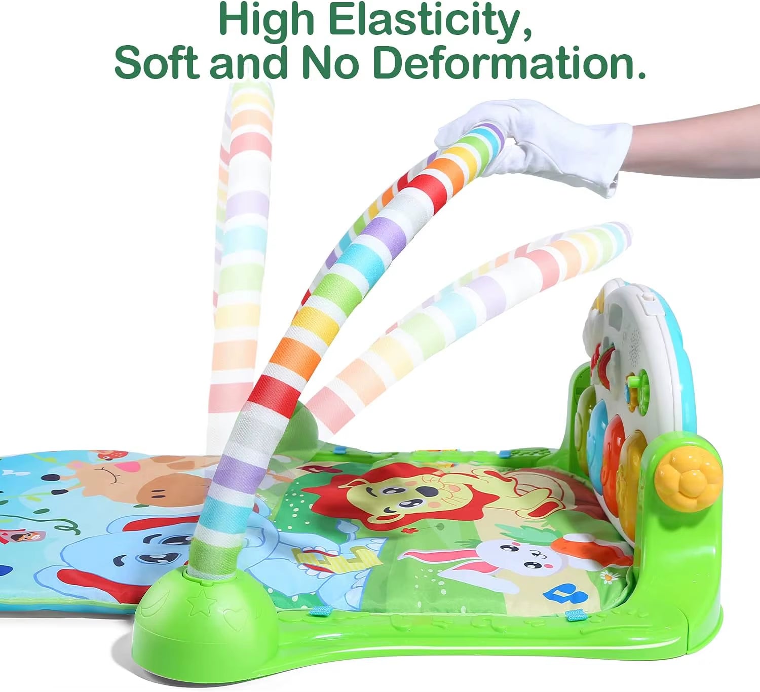 Adjustable Baby Gym Mat with Musical Piano & Detachable Toys for Infant Development