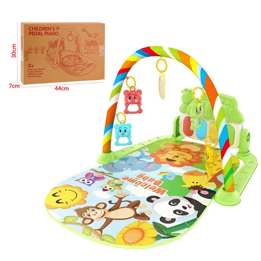 Baby Playmat Gym Crawling Activity Rug Toys for 0-12 Months Gift Infant Play Mat Toddler Music Rack Carpet with Piano Keyboard