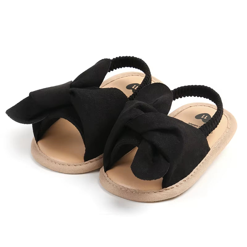 Adorable Baby Girls Sandals with Bowknot Detail Non-Slip Sole Soft Princess Shoes for Beach First Walker Toddler Sandals