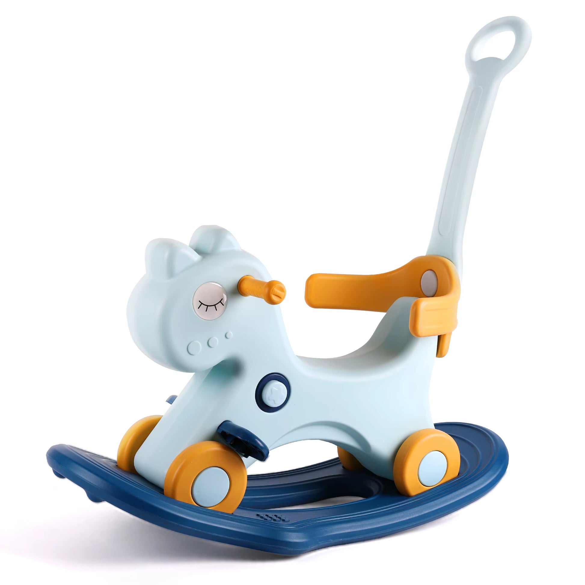Rocking Horse, Child Safety Push Handle Rocker for Toddlers 1/2/3 Years Old Kids Ride-On Toy Birthday Gift Girl&Boy Swinging Toy