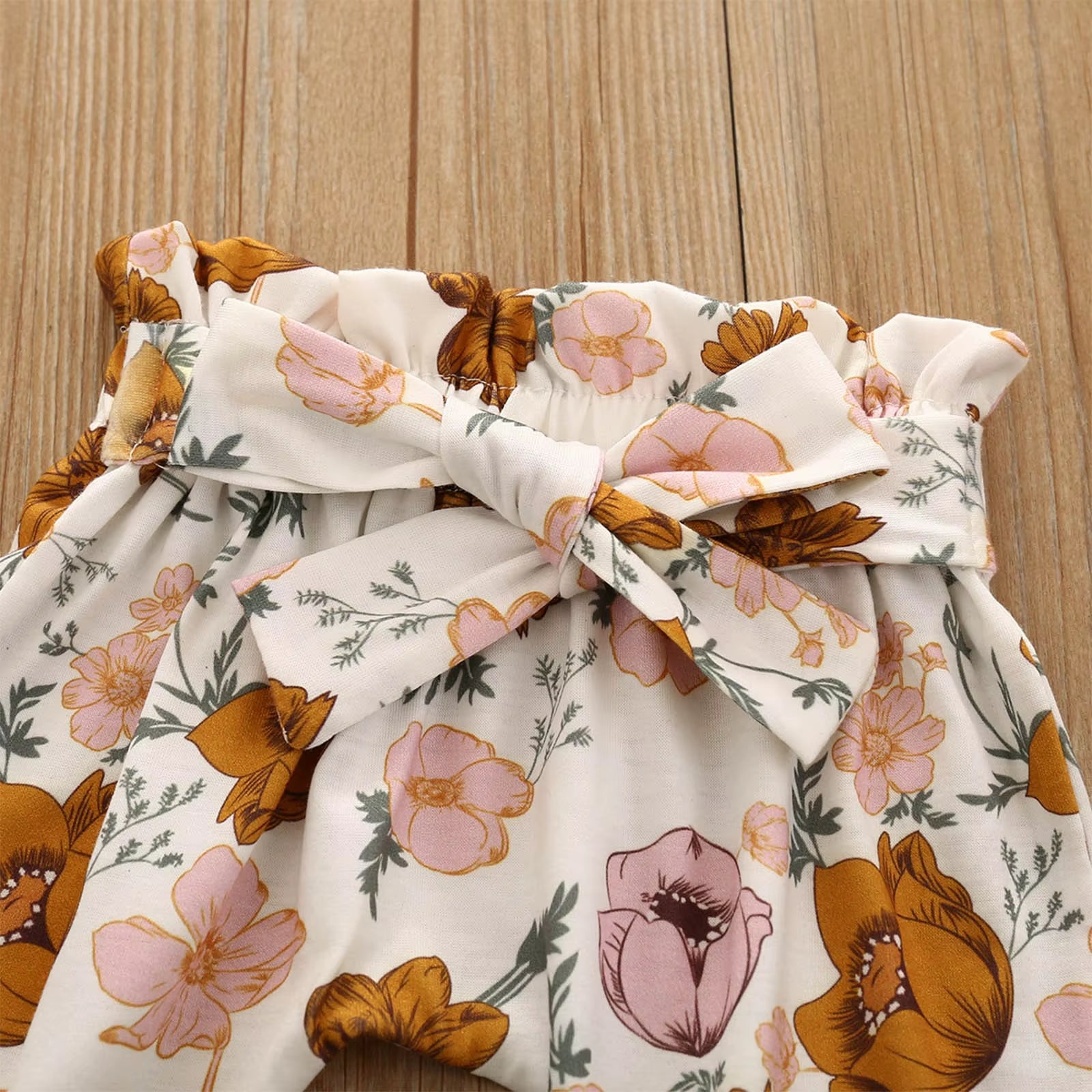 Baby Wrap for Girls Newborn Infant Baby Girls Solid Ruffle Ribbed Romper+ Floral Pants Outfits Set New Born Outfits