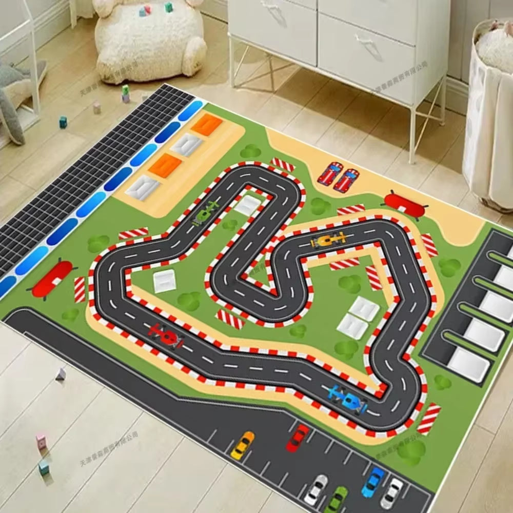 50X80Cm Non-Slip Baby Play Mat Crawling Mat Cartoon Runway Carpet Parking Lot Road Game Playmat for Playing with Cars Baby Toys