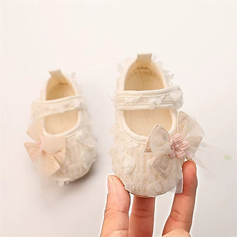 Adorable Baby Girl Bow Flats Shoes with Petal Design for Special Occasions like Parties Festivals and Baby Showers - Perfect