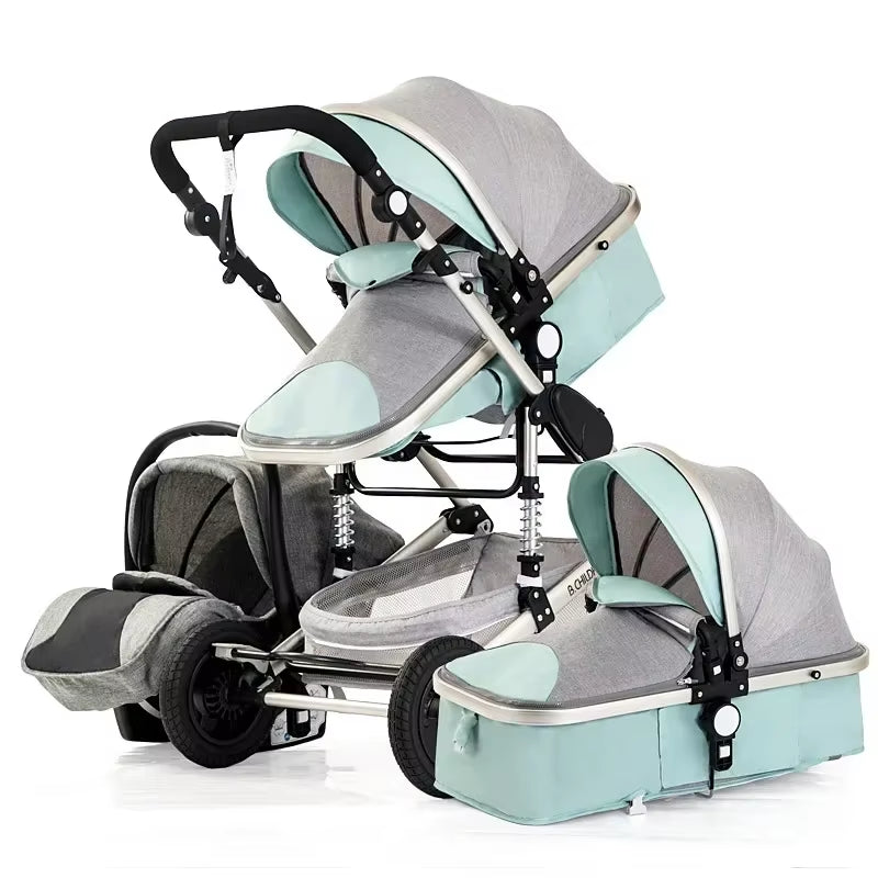Baby Stroller 3In1 Luxury High Landscape Baby Pram Portable Baby Pushchair Multifunctional Newborn Carriage Double Faced