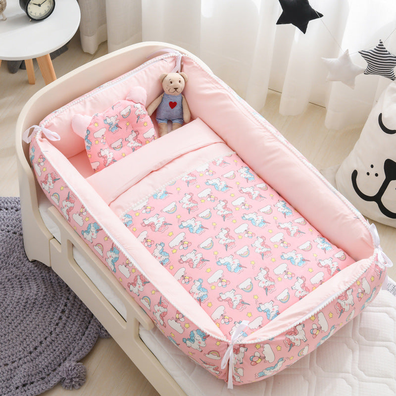 Portable Baby Sleeping Nest with Quilt Infant Cradle Newborn Bassinet with Removable Cover Toddler Nest baby nursery crib