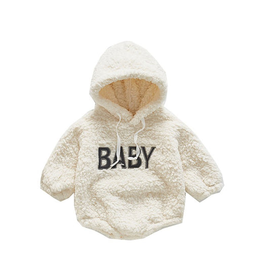 Baby alphabet baby robe hooded romper